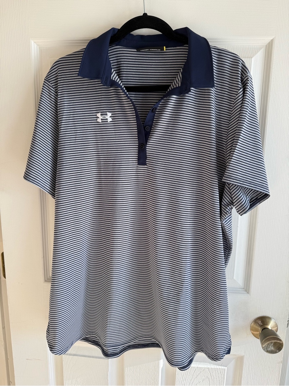 Under Armour Men’s Navy & White Micro-Stripe Polo